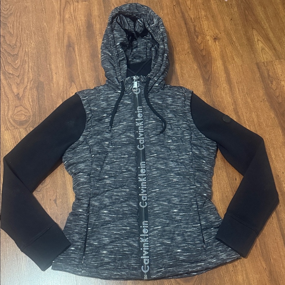 Calvin Klein Black and Gray Hooded Jacket